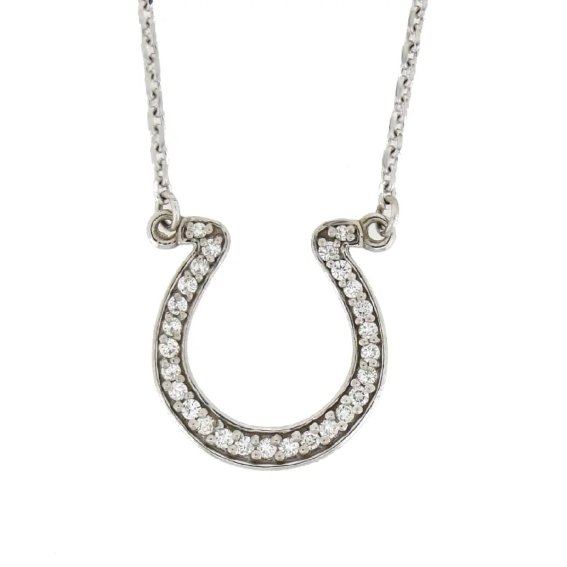 Deer charm necklaces-Diamond Horseshoe Necklace