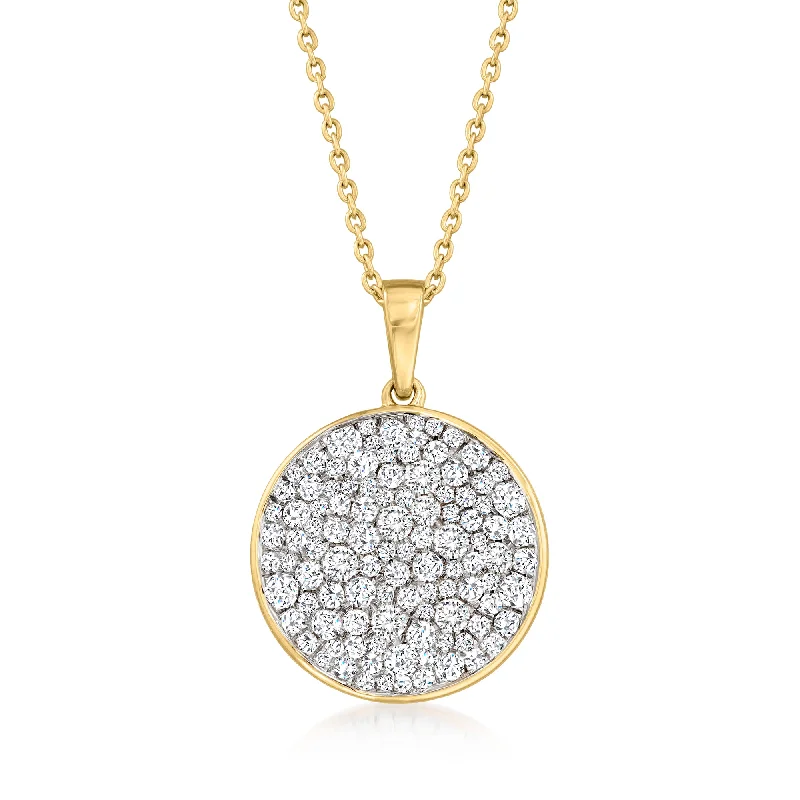 Soft yarn necklaces-Ross-Simons Diamond Circle Cluster Medallion Pendant Necklace in 18kt Gold Over Sterling