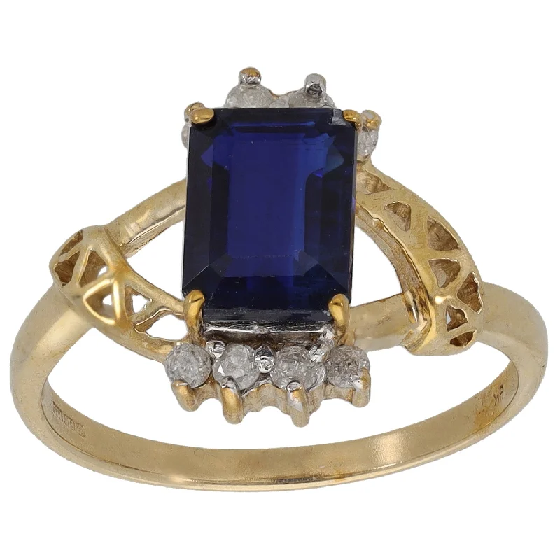 Thin heart rings-9ct Gold Kyanite & 0.16ct Diamond Dress/Cocktail Ring Size N