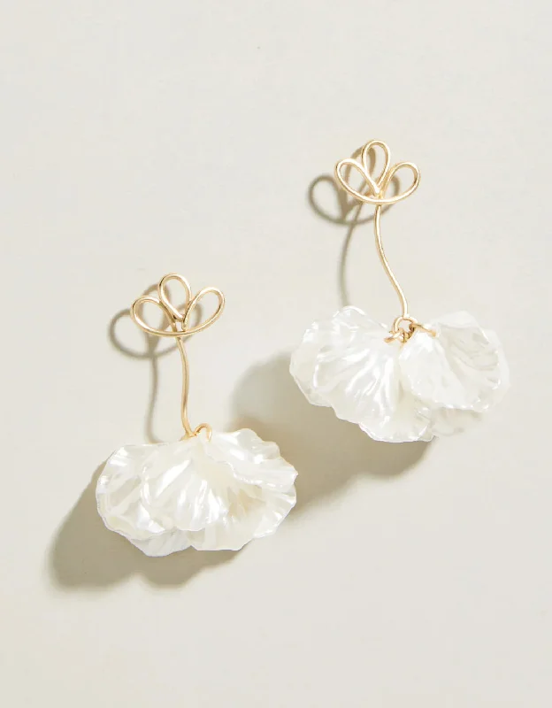 Bold cuff earrings-Corolla Stem Earrings Pearl