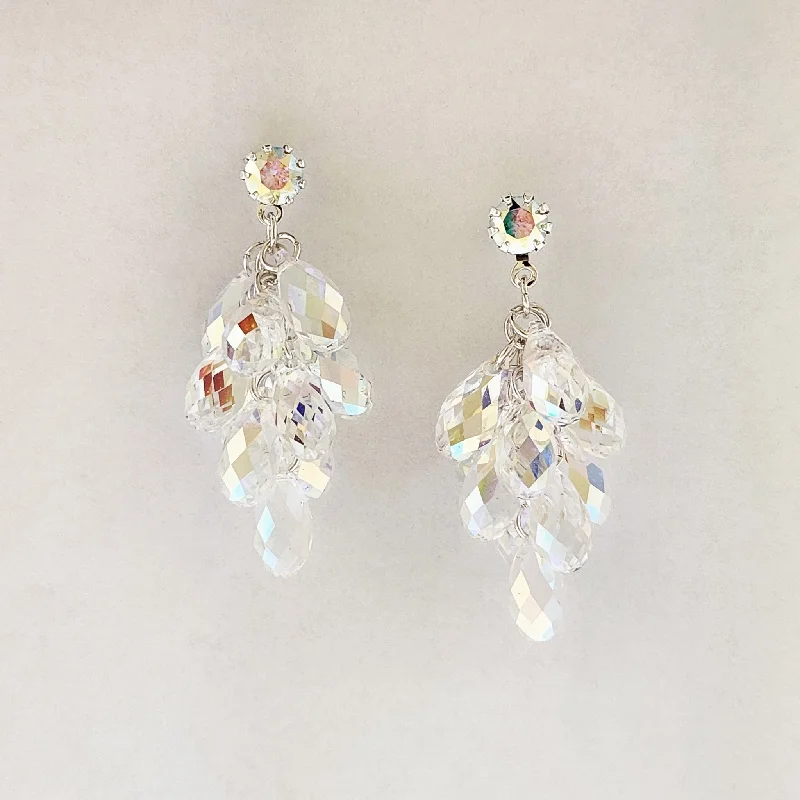 Gloss finish earrings-Crystal Cluster Briolette Earrings