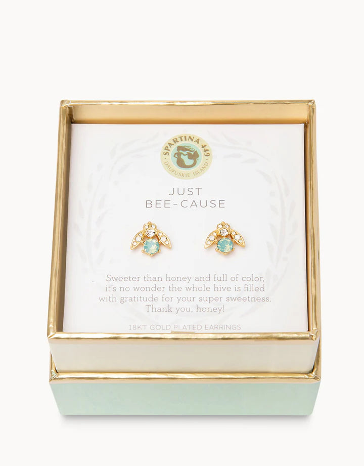 Burnished gold earrings-Sea La Vie Stud Earrings Just Bee-cause/Little Bee