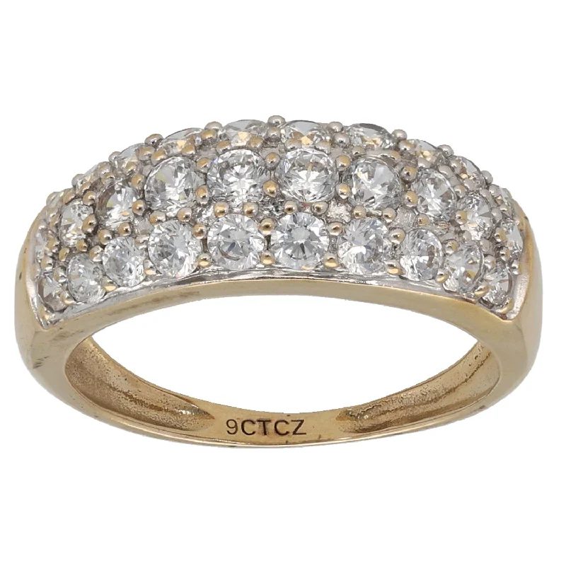 Lock band rings-9ct Gold Cubic Zirconia Dress/Cocktail Ring Size N