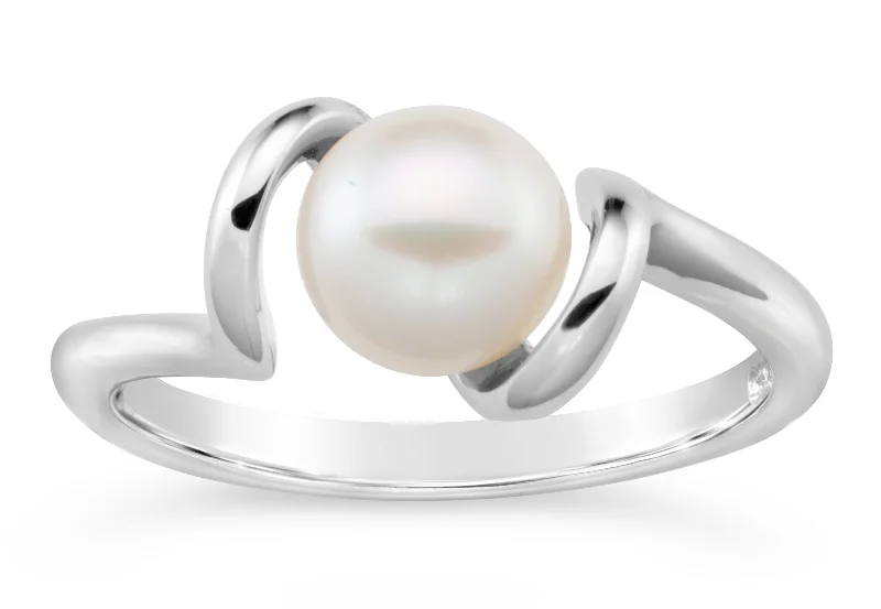 Maple grain rings-Sterling Silver Freshwater Pearl Ring