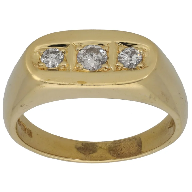 Oval shape rings-18ct Gold 0.35ct Diamond Trilogy Ring Size S