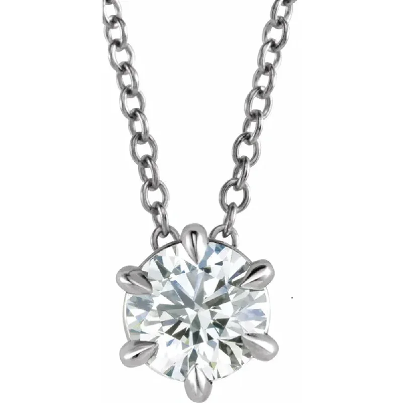 Emerald drop necklaces-14K White Gold 3/8ct Floating Solitaire Round Diamond Pendant Necklace