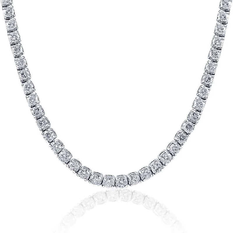 Pure crystal necklaces-Huge 23 Ct Diamond Tennis Necklace 14K White Gold 18"