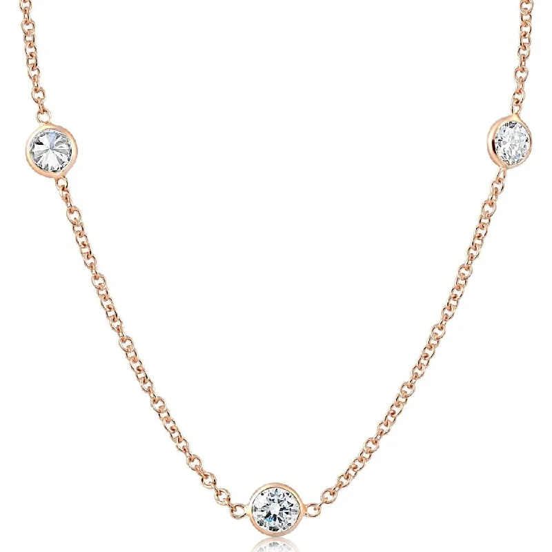 Bold druzy necklaces-2 Ct Diamonds By The Yard Necklace 14K Rose Gold Lab Grown Diamond