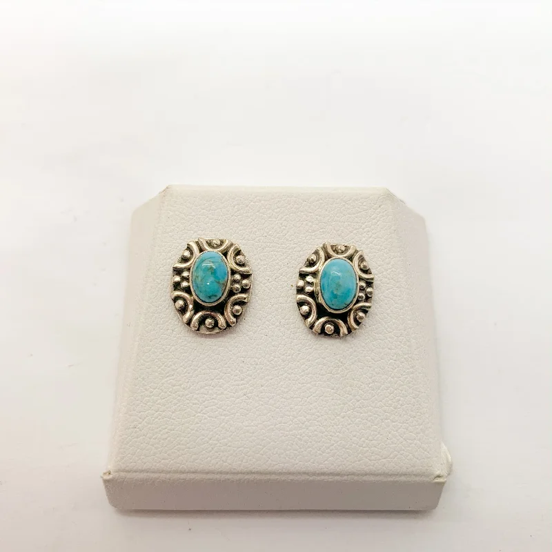 Nomad feather earrings-Turquoise Sterling Silver Stud Earrings $40