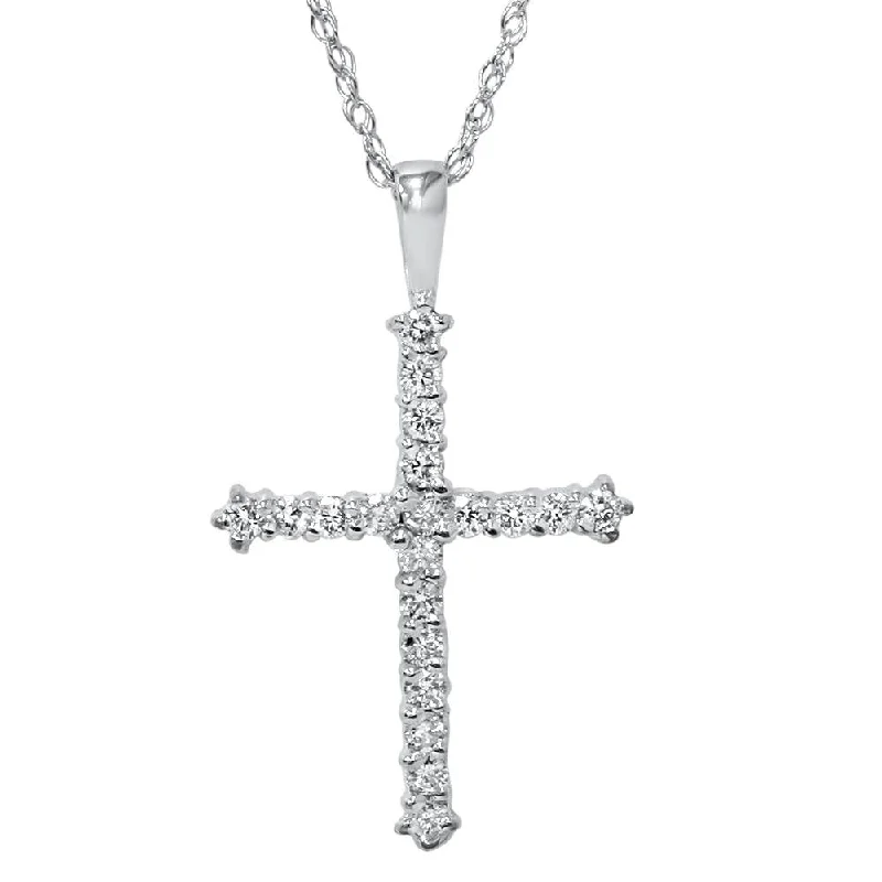 Aged medallion necklaces-14K White Gold 1/2ct Diamond Cross Pendant Necklace