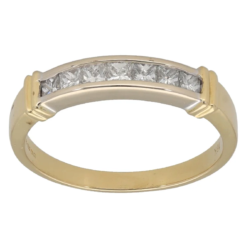 Sky birthstone rings-18ct Gold 0.35ct Diamond Half Eternity Ring Size P