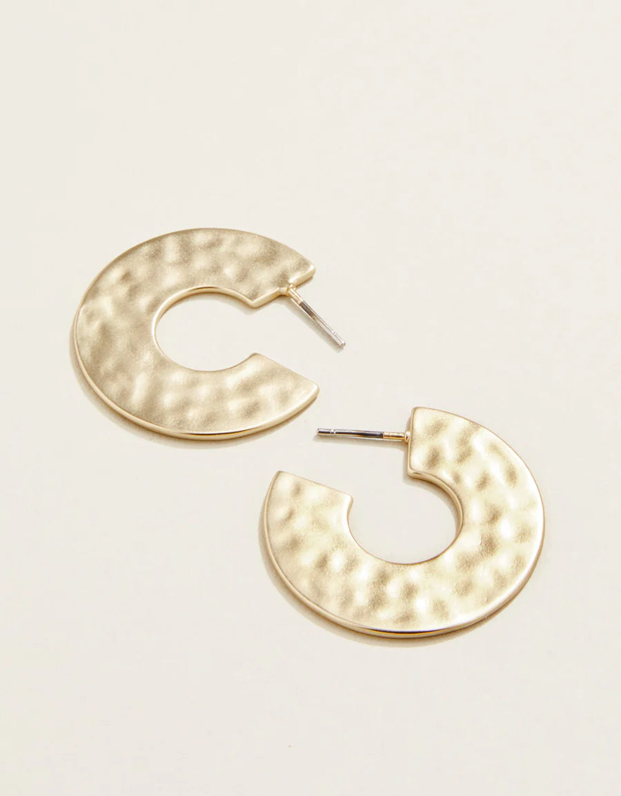 Warm wood earrings-Flat Gold Hoop Earrings