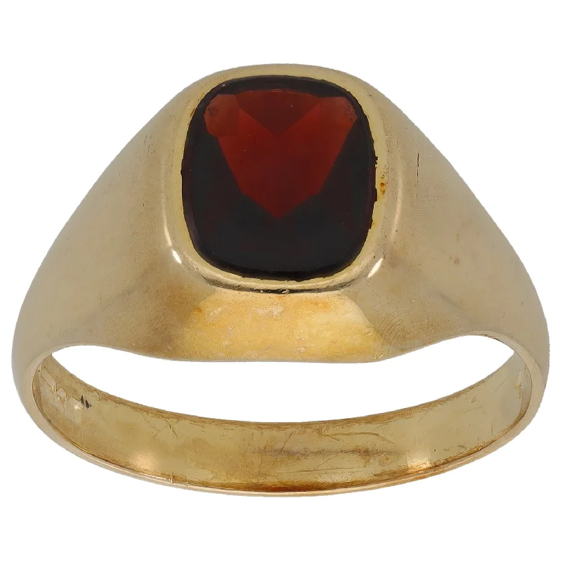 Old deco rings-9ct Gold Garnet Single Stone Ring Size U