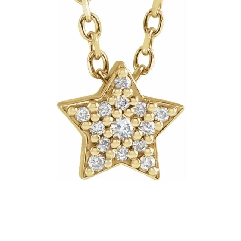 Hemp thread necklaces-Dainty Diamond Star Pendant in 14k White, Yellow, or Rose Gold Necklace