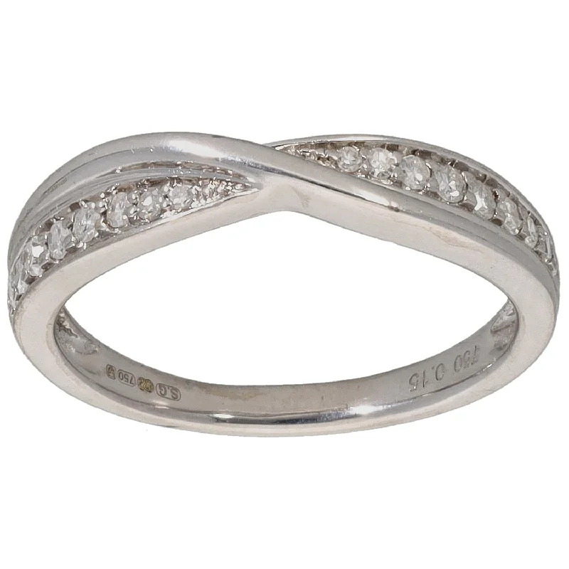 Light filigree rings-18ct White Gold 0.15ct Diamond Half Eternity Ring Size K