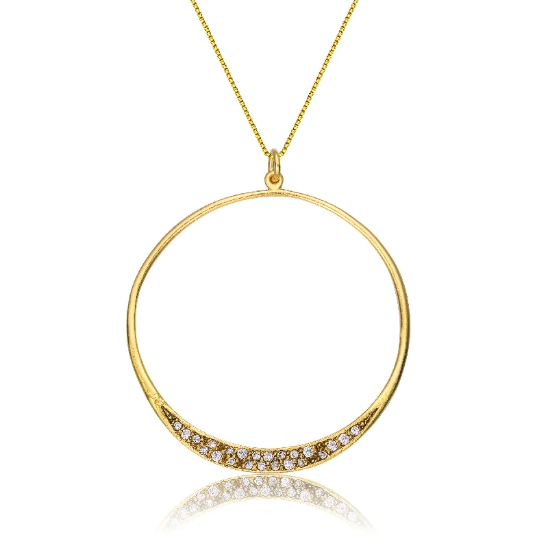 Bold bar necklaces-Gold Overlay Cubic Zirconia Halo Necklace