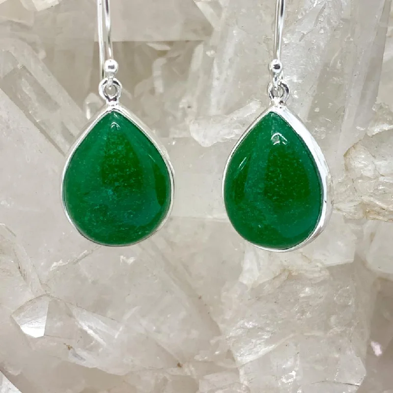 Vivid gem earrings-Aventurine Sterling Silver Earrings $110