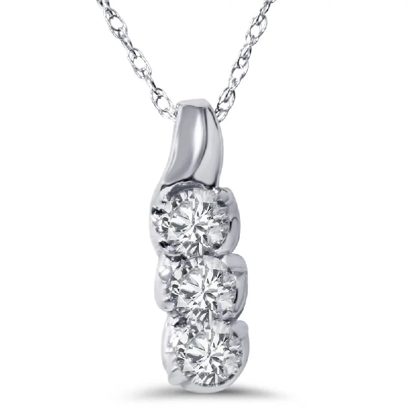 Charming bead necklaces-1/3ct Diamond Pendant 10k White Gold