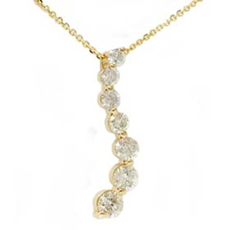 Bright bead necklaces-1 1/2ct Real Diamond Journey Pendant 14K Yellow Gold New