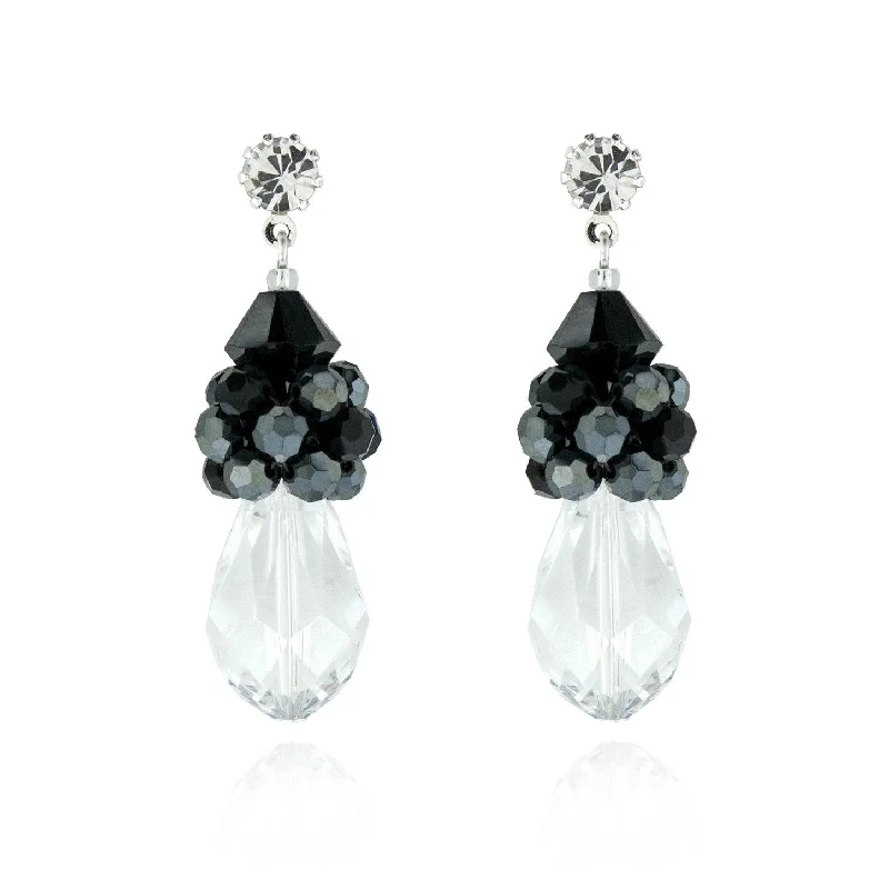 Clear stud earrings-Teardrop Earrings with Beaded Cluster