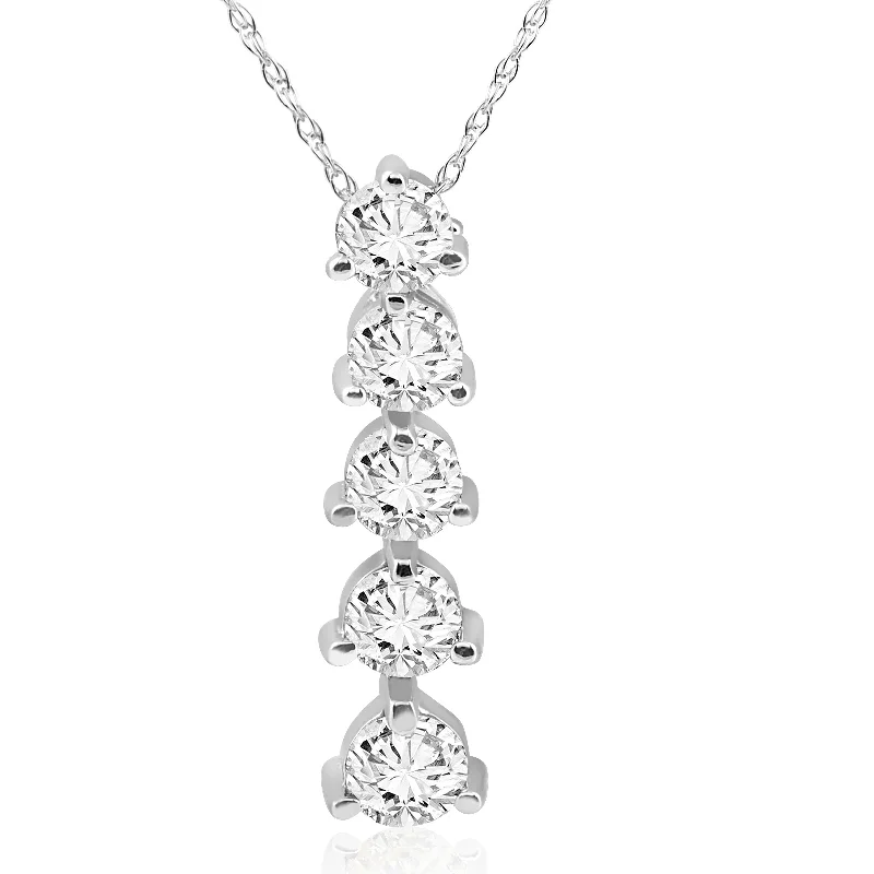 Bold bar necklaces-1 1/4 ct Diamond Journey Pendant 14K White Gold