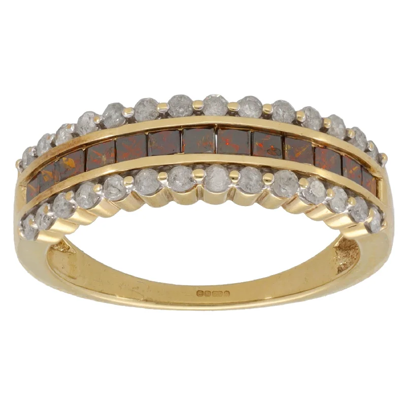 Lock band rings-9ct Gold 0.93ct Diamond Half Eternity Ring Size N