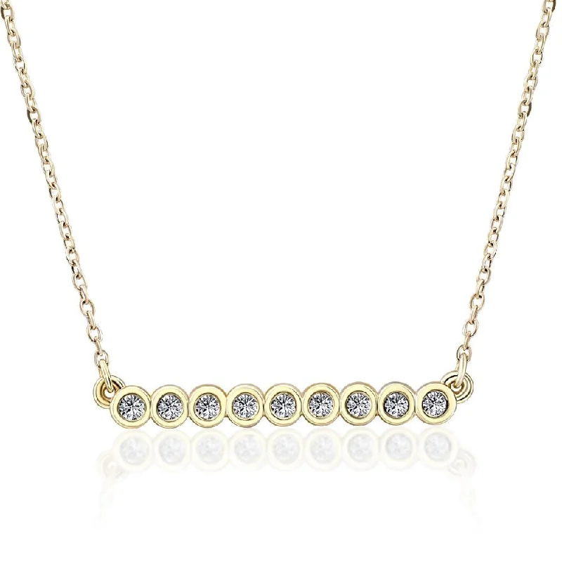 Wave shape necklaces-1/2ct Bar Pendant Diamond Necklace in 14K Yellow Gold