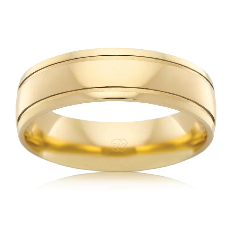 Gloss finish rings-9ct Yellow Gold 6mm Half Round Ring