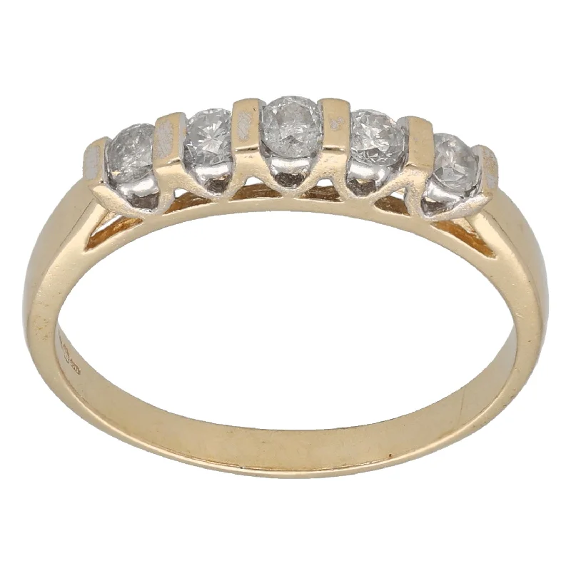 Clear band rings-9ct Gold 0.35ct Diamond Half Eternity Ring Size P