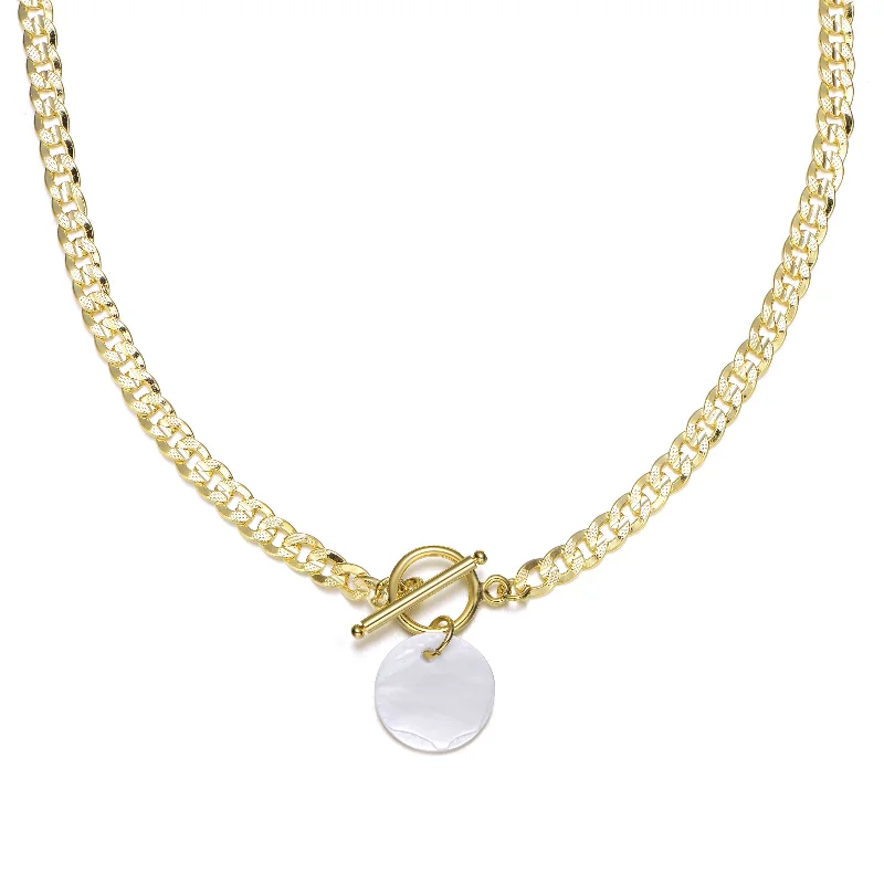 Vine weave necklaces-Ra 14k Gold Plated White Charm Necklace