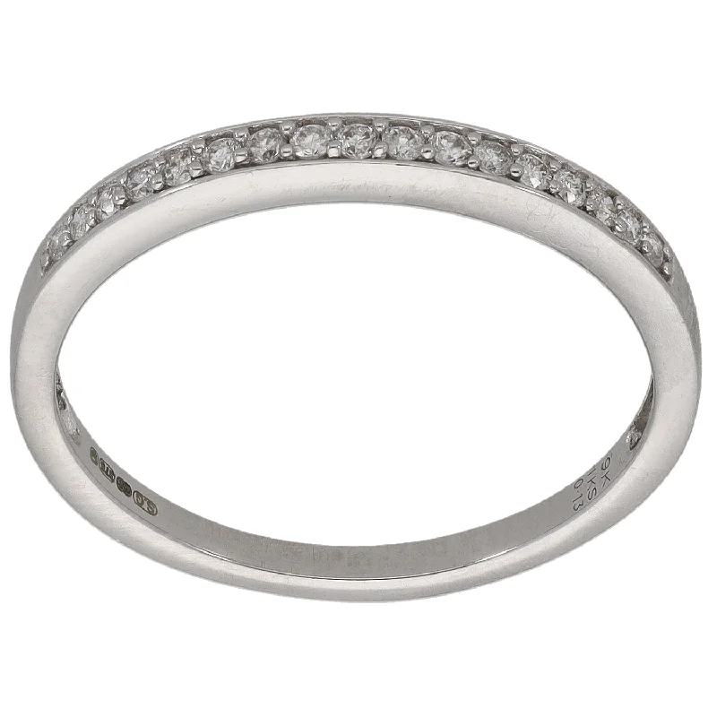 Bold druzy rings-9ct White Gold 0.16ct Diamond Half Eternity Ring Size R