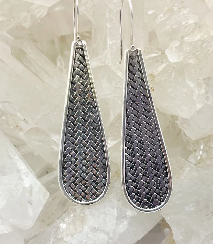 Nomad weave earrings-Silver Sterling Silver Earrings $170