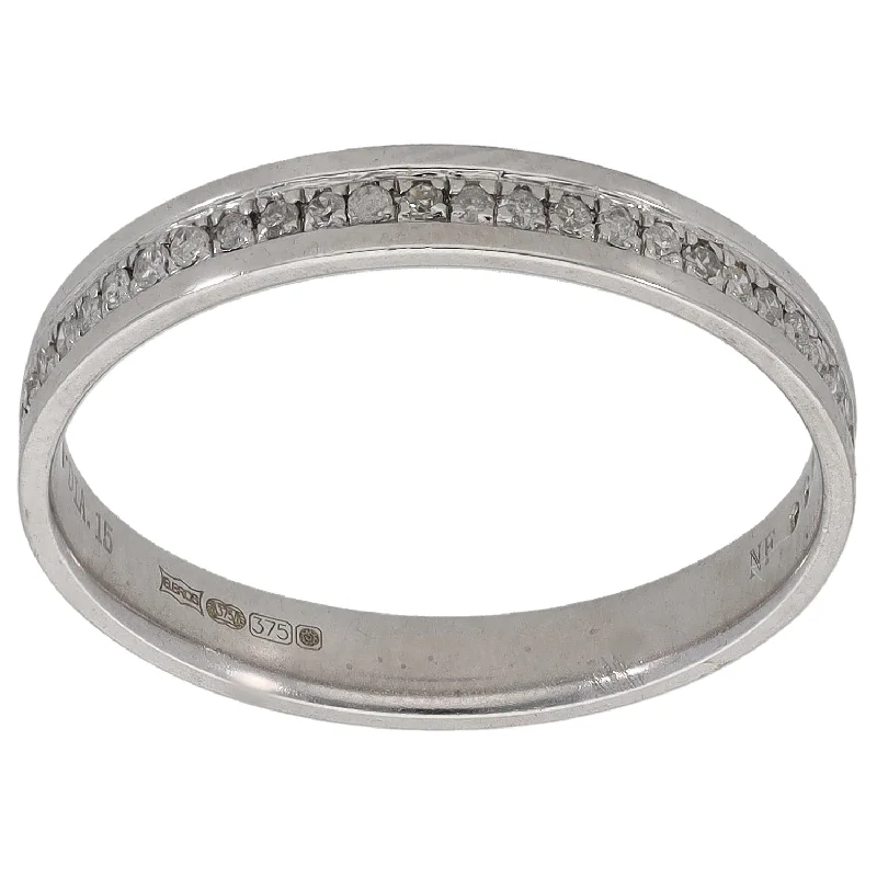 Smooth stone rings-9ct White Gold 0.15ct Diamond Half Eternity Ring Size O