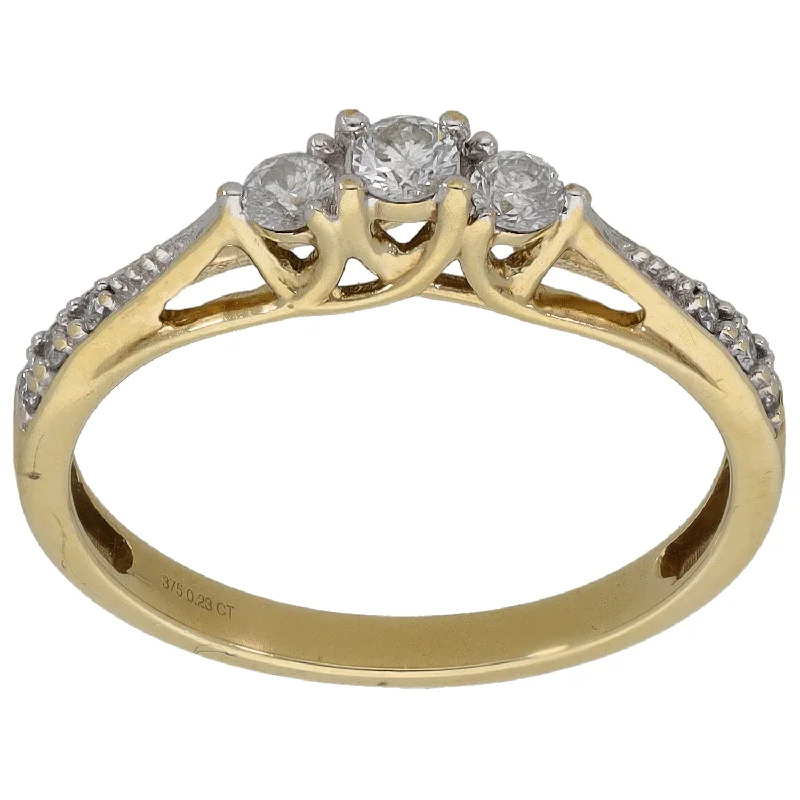 Smooth design rings-9ct Gold 0.23ct Diamond Dress/Cocktail Ring Size N