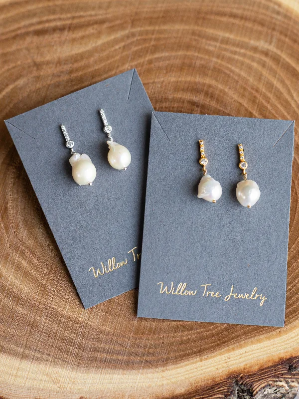 Fine star earrings-Baroque Pearl Post Earrings