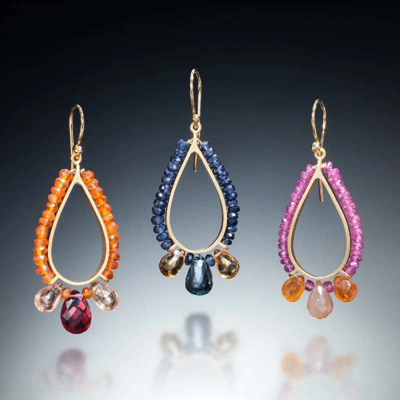 Nomad weave earrings-Gemstone Teardrop Earrings (gold)