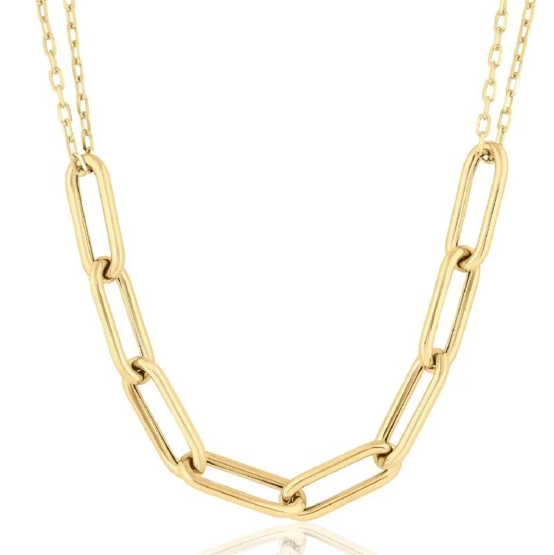 Onyx stone necklaces-Women's Chunky Half & Half Chain Necklace In Gold