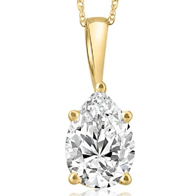 Luxe diamond necklaces-Certified 2.40Ct Pear Solitaire Lab Grown Diamond Pendant 14k Gold Necklace