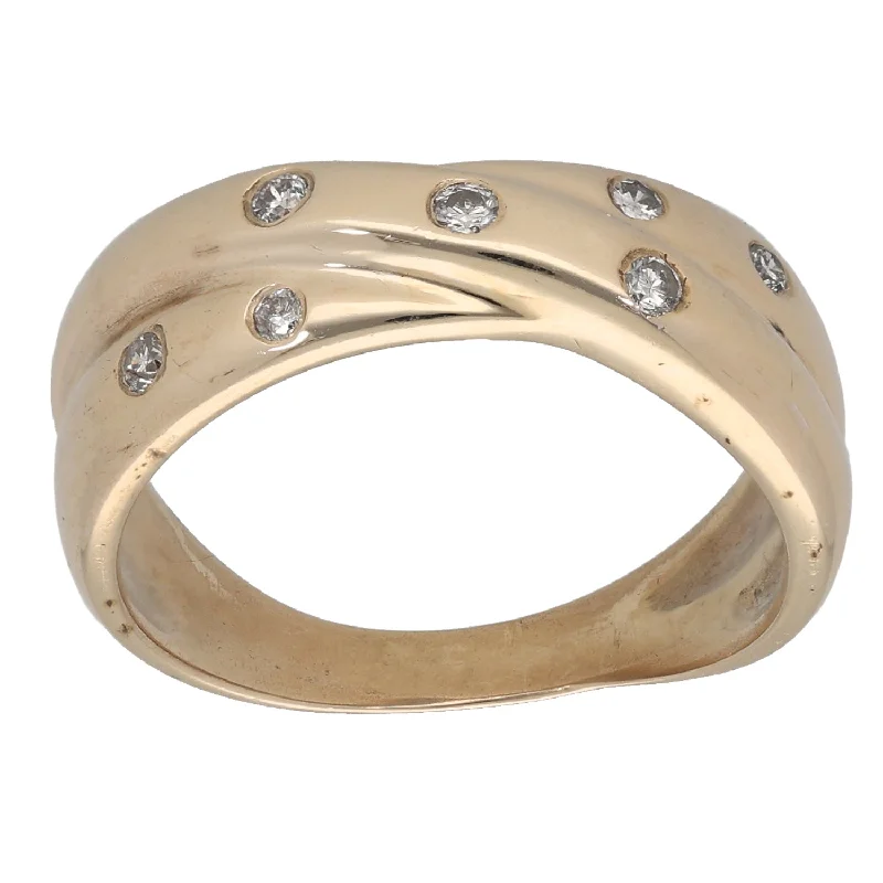 Soft clay rings-9ct Gold 0.17ct Diamond Half Eternity Ring Size O