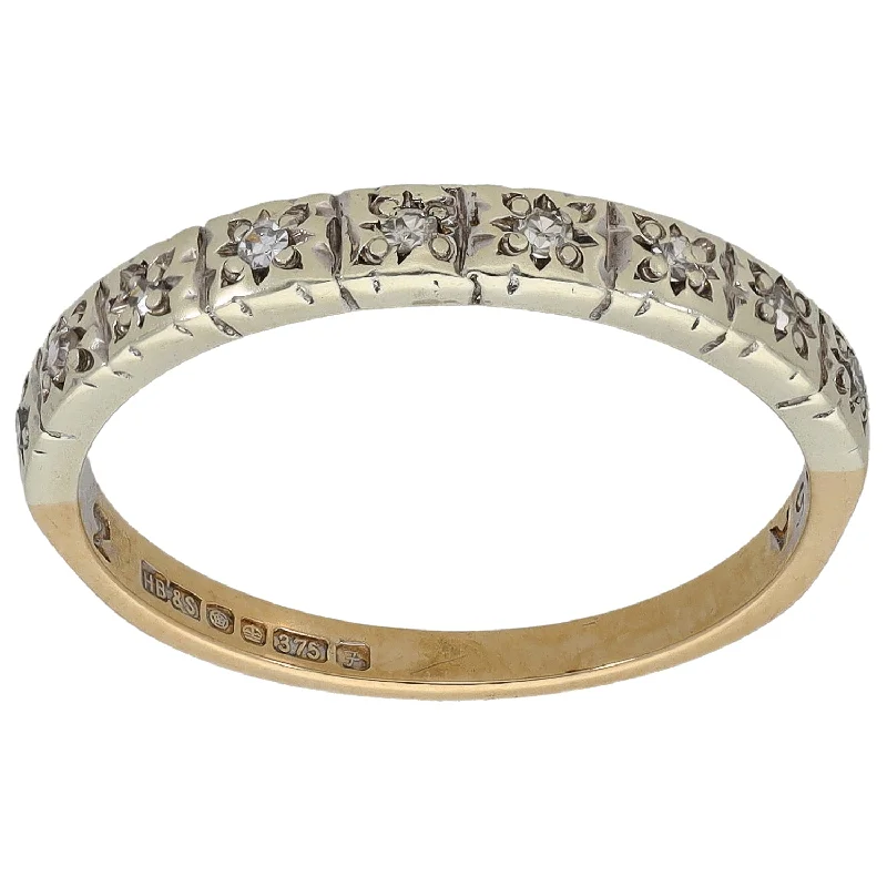 Vivid diamond rings-9ct Gold 0.09ct Diamond Half Eternity Ring Size O