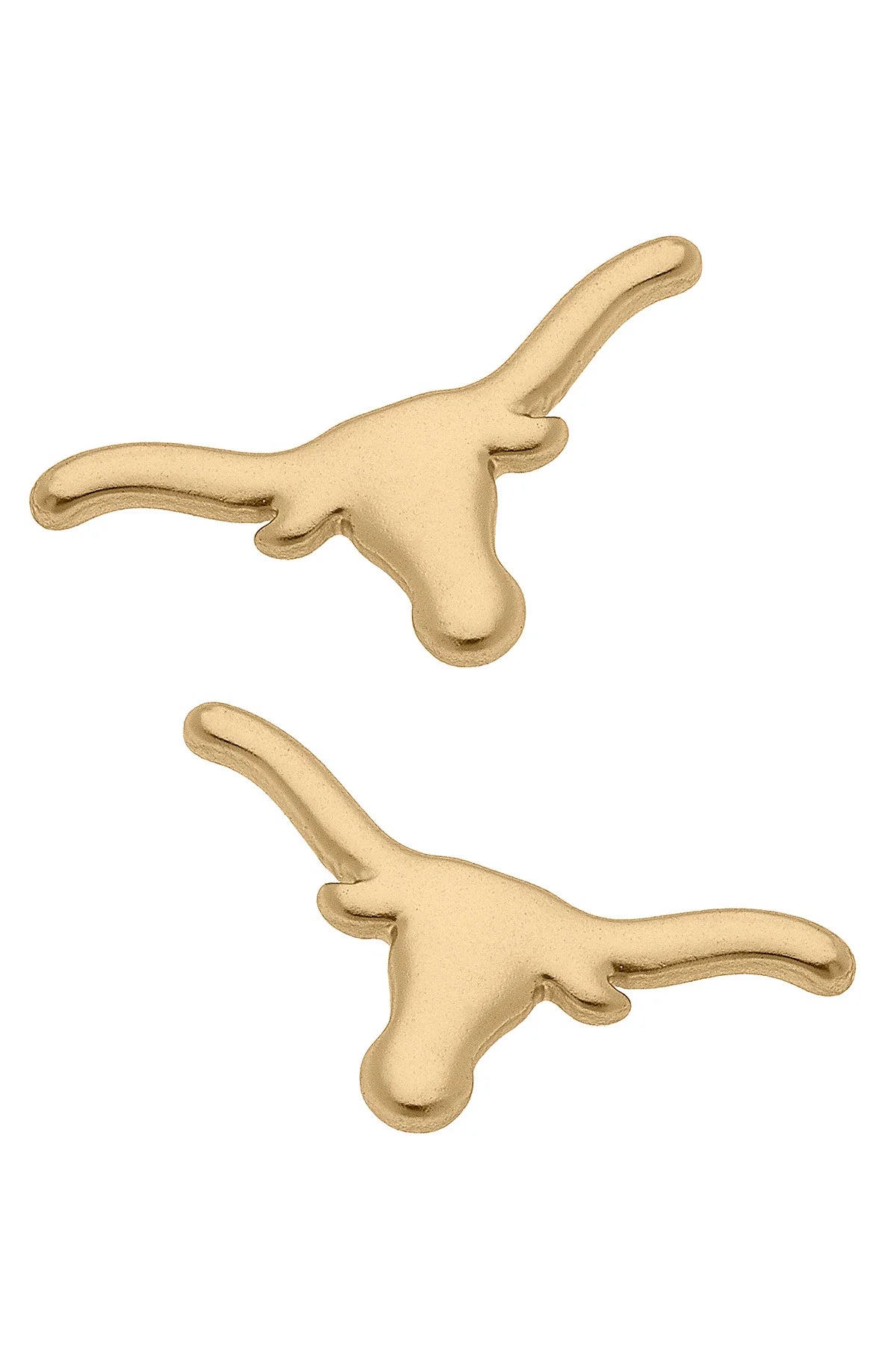 Sky themed earrings-Texas Longhorn 24K Gold Plated Stud Earrings