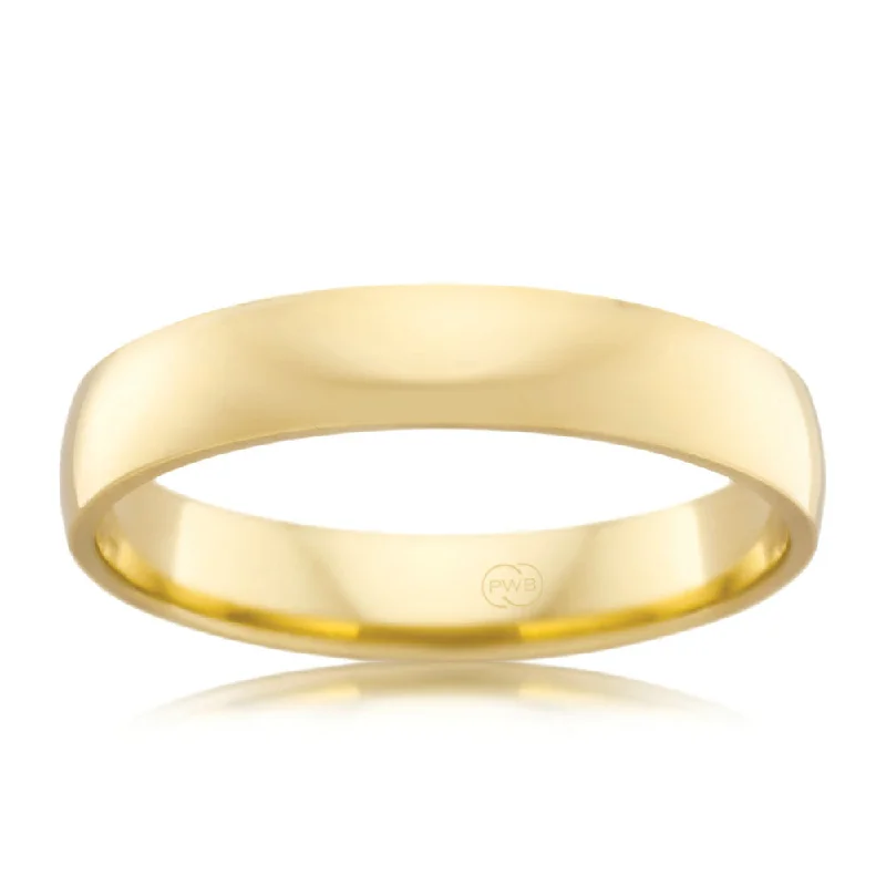 Loop band rings-9ct Yellow Gold 4mm Crescent Ring. Size N