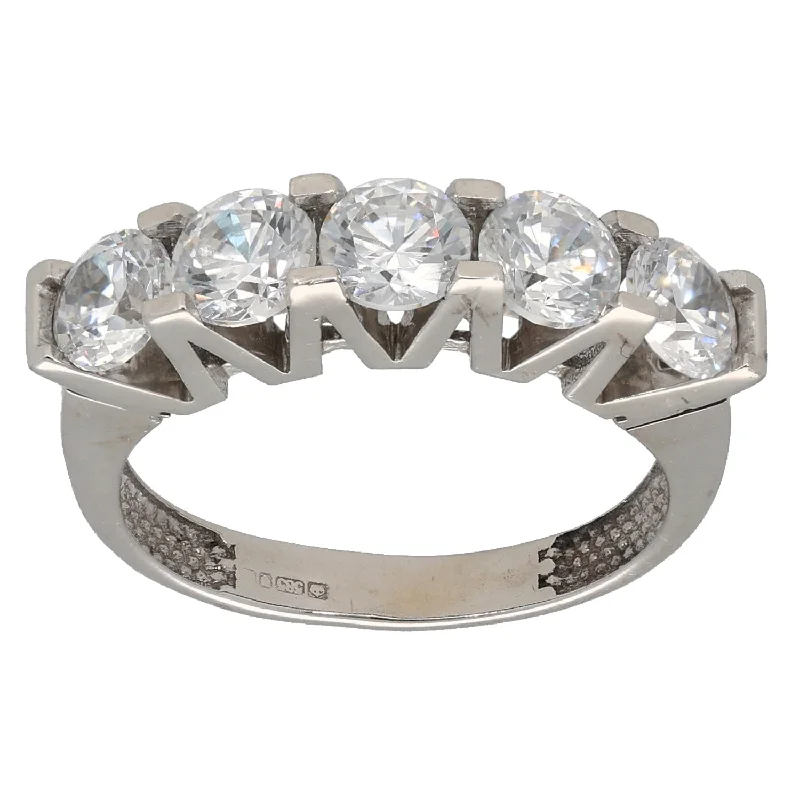 Old flair rings-14ct White Gold Cubic Zirconia Half Eternity Ring Size K