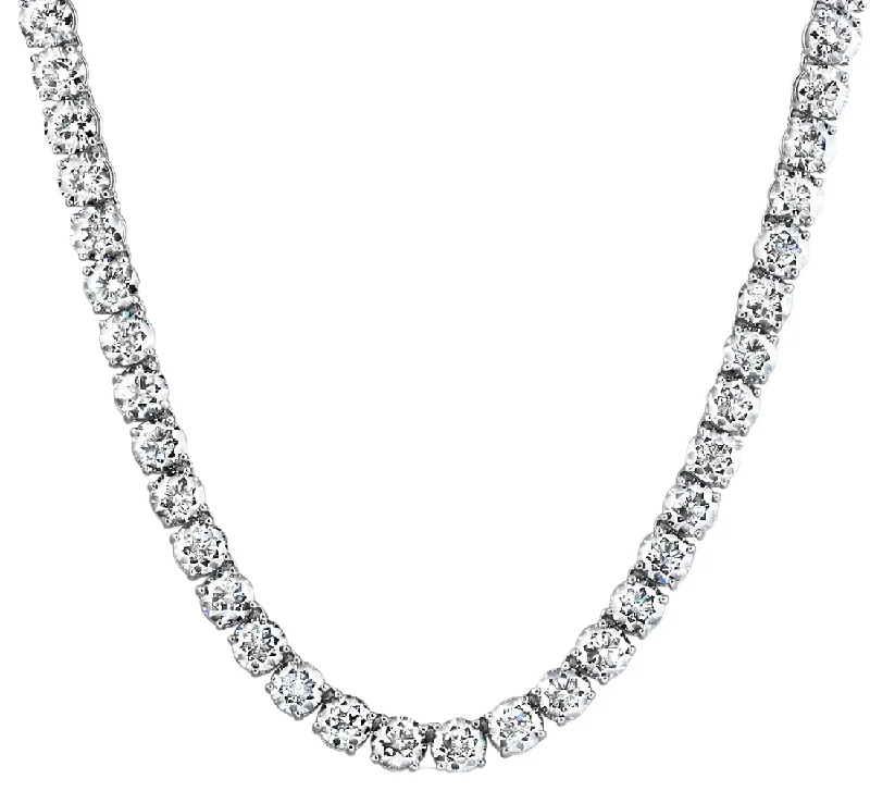 Square shape necklaces-40Ct Diamond Tennis Necklace 14k White Gold 16.5" Lab Grown