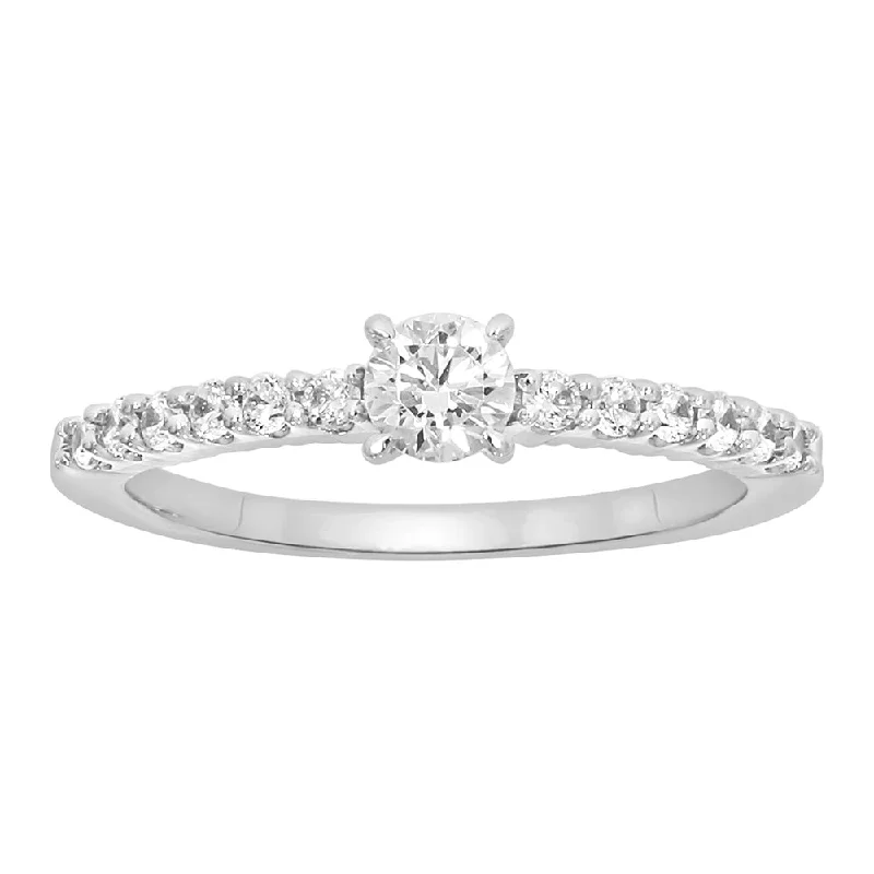 Fine enamel rings-9ct White Gold 1/2 Carat Diamond Set Ring