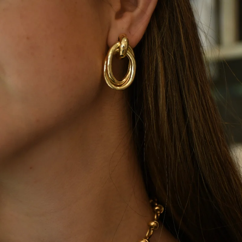 Cebu tile earrings-TILLY GOLD STATEMENT EARRINGS