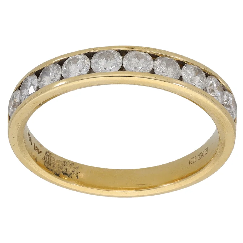 Thin heart rings-18ct Gold 0.80ct Diamond Half Eternity Ring Size N