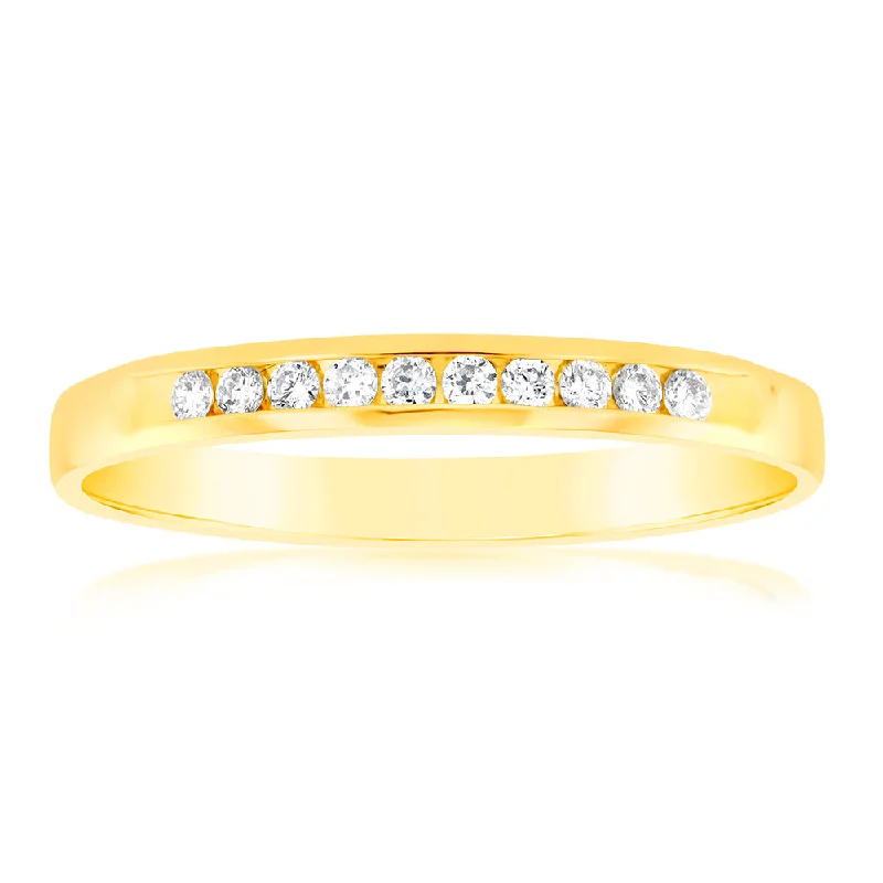 Wide gold rings-Luminesce Lab Grown Diamond 10-14pt Eternity Ring in 9ct Yellow Gold