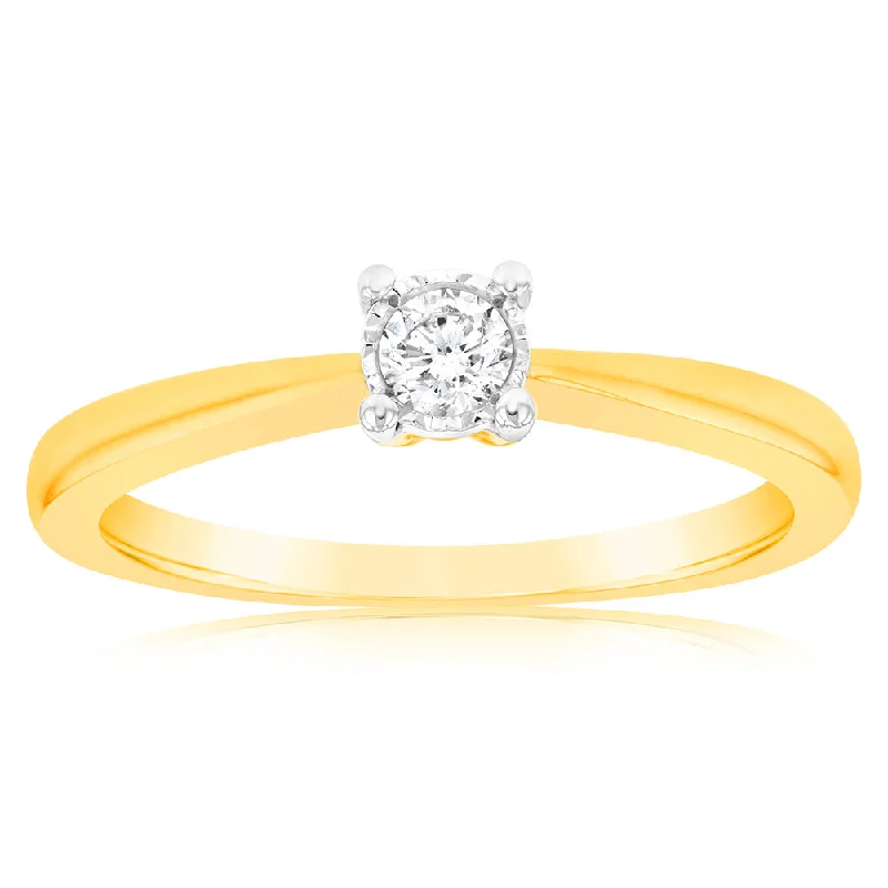 Tiny dot rings-Luminesce Lab Grown Diamond 4 Claw Ring In 9ct Yellow Gold