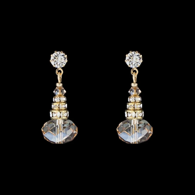 Gem weave earrings-Oval Crystal Drop Earrings with Rondelles